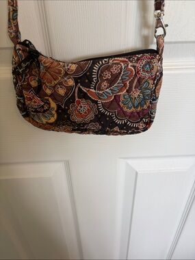 Vera Bradley Kensington Brown Paisley Quilted Crossbody with Teal & Rust Accents